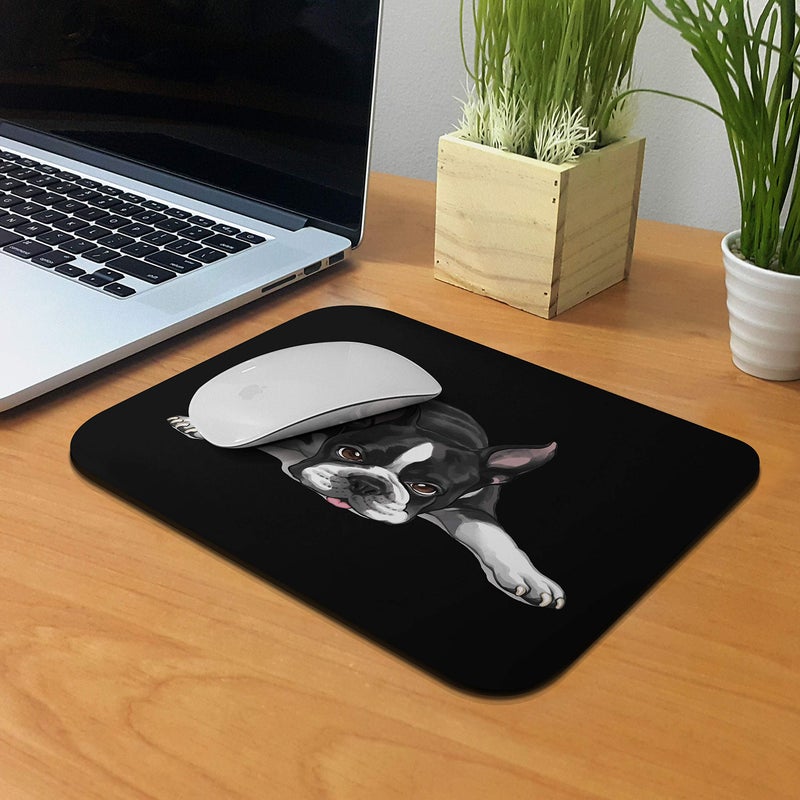 WIRESTER Non-Slip Rectangle Mousepad, Boston Terrier Dog Lying Down Looking Up Mouse Pad for Home, Office and Gaming Desk - Image 5